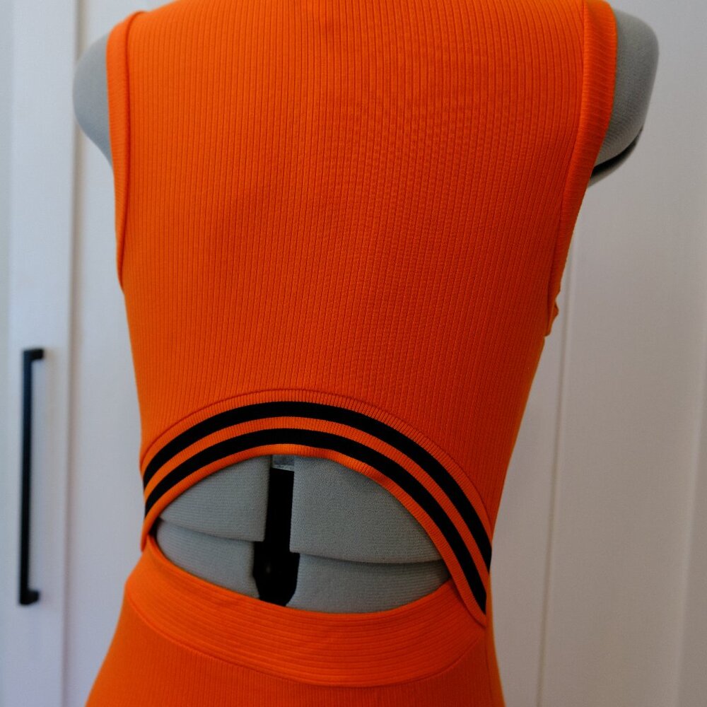 Future Collective for Target, orange ribbed jersey knit midi dress - S - Picture 4 of 5
